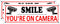 Smile You're on Camera Sign - 2 Pack Video Surveillance Signs, 10" x 3.5" Metal Camera Warning Sign