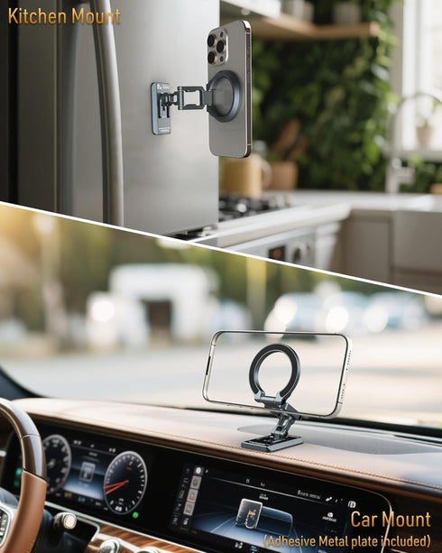 MOSENVKA (1/4'' 12/13/14/15/16/17-Desk/Car/Gym/Golf Dual Magnetic Phone Holder Gym Magnetic Stand,Tripod Phone Mount