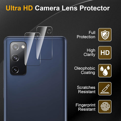 3 Pack Privacy Screen Protector for Samsung Galaxy S20 FE with 3 Pack Camera Lens Protector, Anti Spy Tempered Glass