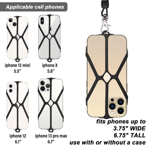 Cell Phone Lanyard, Phone Lanyard Tether with Patch, 2 in 1 iPhone Lanyard Tether with Carabiner Clip for Anti-Drop Outdoor Skiing Hiking Cycling Climbing, Fits iPhone and Most Cell Phones