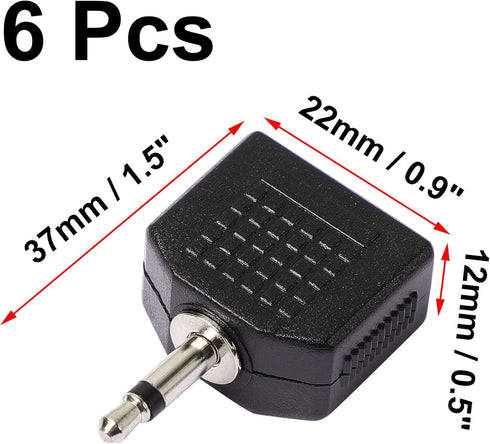 uxcell 3.5mm to 2 Port 3.5mm Headphone Jack Y Splitters, 6 Pcs Stereo Audio Splitter