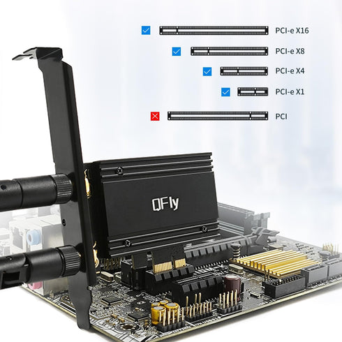 PCIe WiFi 6E Card, AX210 Network Card Adapter for PC Gaming, Bluetooth 5.3, Tri-Band (802.11ax) 5400Mbps Wireless LAN