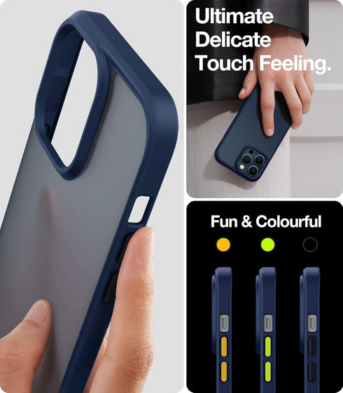 TORRAS Shockproof iPhone 12/12 Pro Case - Military Grade Drop Tested, Translucent Matte Hard PC Back, Blue