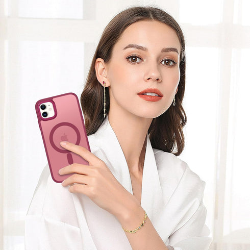 BENTOBEN iPhone 11 Case, Slim Shockproof Magnetic Cover, Translucent Matte, Anti-Fingerprint, Wine Red, Compatible with