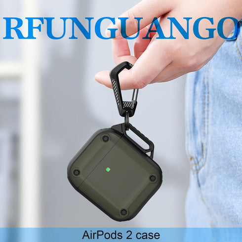 RFUNGUANGO AirPods Case Cover, Military Grade Anti-Fall Soft TPU Shock-Absorbing Case for AirPods 2&1 Generation with