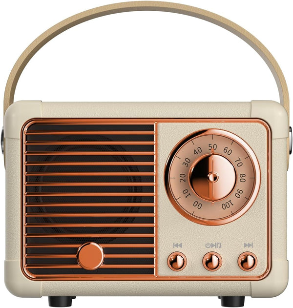QUEQIMU Retro Bluetooth Speaker, Wireless Mini Portable Speakers Support USB/TF Card/AUX, Vintage Decor,