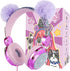 Unicorn Kids Pom Headphones with Mic, 85DB Limit, Shareport, HD Stereo Wired, Hot Purple, Perfect Travel Gift for Girls.