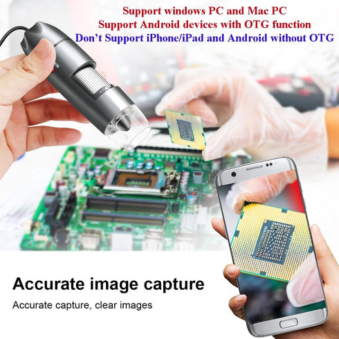 Cainda USB Microscope Camera 40X to 1000X with Metal Stand & Carrying Case, Portable for Android Windows Linux Mac