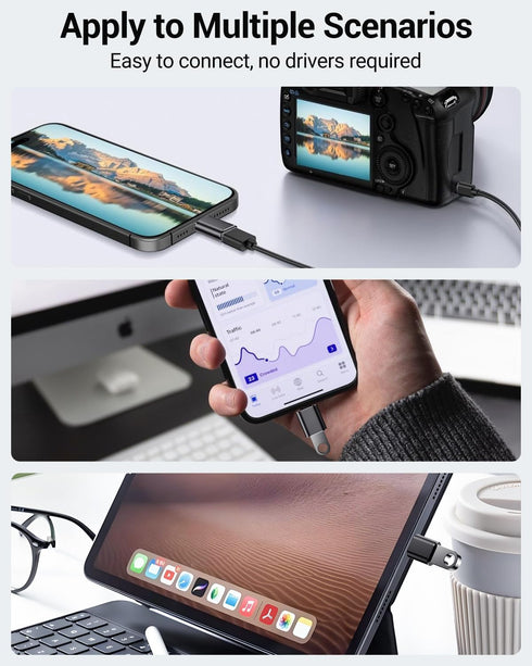 USB C to USB Adapter Pack of 4, Male to USB 3.0 Female Compatible with MacBook Pro 2020, iPad Pro 2020, Black