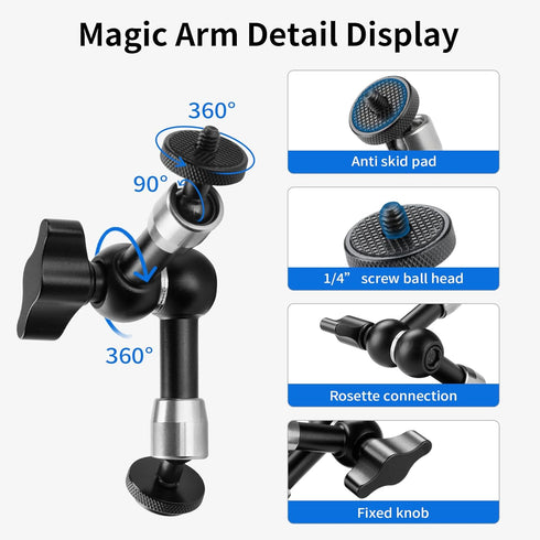 Selens 88MM 6inch Adjustable Car Magnetic Camera Mount Kit: Magnetic Base and Magic Arm, Magnet Mount for Action