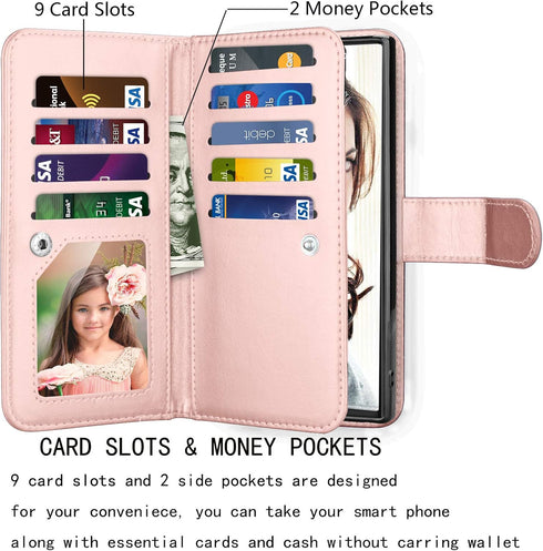 Njjex Wallet Case for Samsung Galaxy Note 10 - PU Leather ID Credit Holder Folio Flip with 9 Card Slots