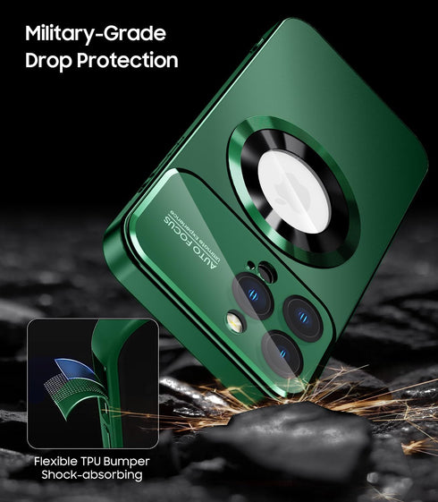 Magnetic Phone Case for iPhone 13 Pro Max, Compatible with MagSafe, Built-in Camera Lens Protector, Military Grade Drop