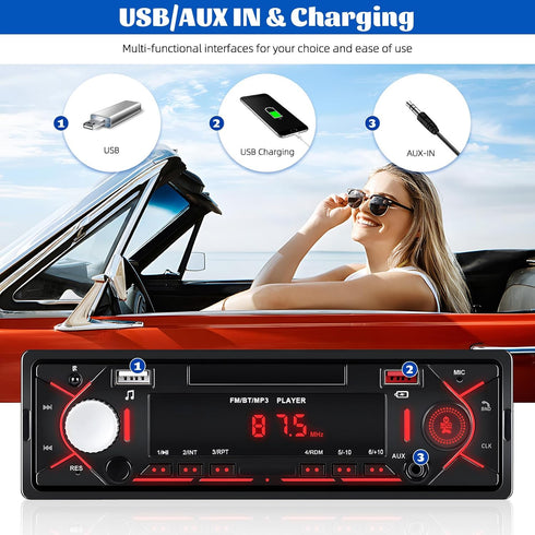 GOHHDL MP3 Single Din Bluetooth Multimedia Car Stereo Radio,Car Audio Player Support Hands-Free
