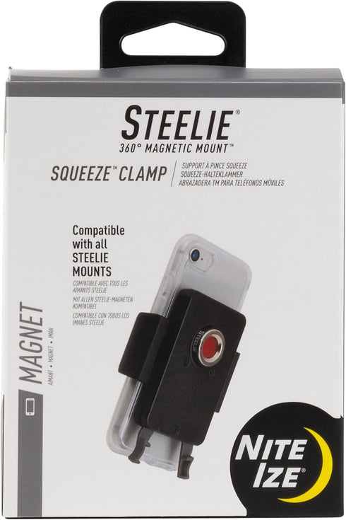 Nite Ize Steelie Squeeze Clamp - Magnetic Cell Phone Holder for Dashboards, Vents, Compatible with MagSafe iPhones