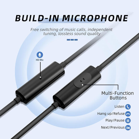 EP-06 Metallic Wired Earbuds in-Ear Earphones,Build-in Microphone Noise Isolating Headphone,with 3.5mm Jack Long Cord 10mm Large Drivers HD Bass Audio Ear Buds for Music Podcast and More