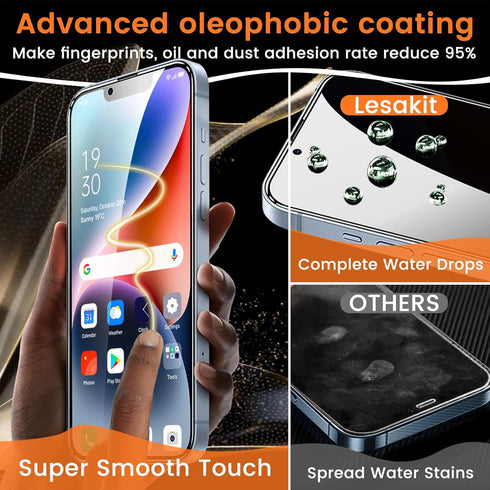 iPhone 14 Privacy Screen Protector 3+3 Pack, 9H Hardness Anti-Spy Tempered Glass & Camera Lens Protectors, Bubble-Free.