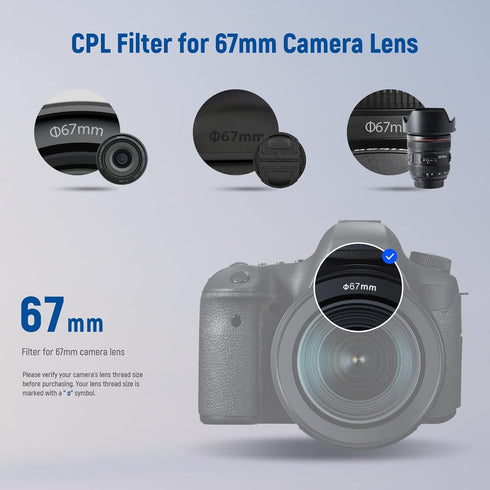 NEEWER 67mm Polarizing Filter, 30 Layer Multi Resistant Nano Coatings Circular Polarising Filter (CPL)