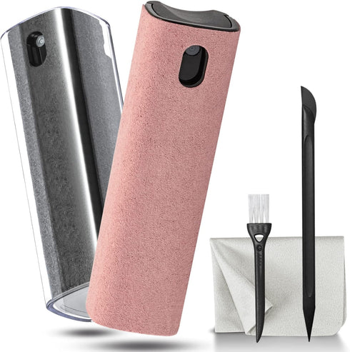 2 Pack Screen Cleaner Spray and Wipe for Laptop, Phone, Tablet, PC, Eyeglass, iPhone, iPad, Mac Pro - Grey and Pink
