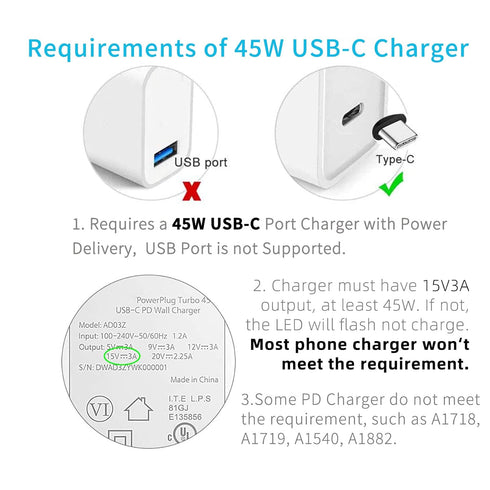 10ft USB-C Charging Cable for Microsoft Surface Pro 7, Go 2, Pro 6, 5/4/3, Laptop 1/2/3 & Book, Black, 45W Compatible.
