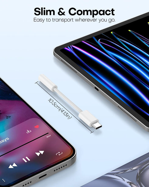 USB Type C to 3.5mm Headphone Jack Adapter for iPhone 15 Pro Max, iPad Headphone Adapter USB C to Aux Audio Dongle