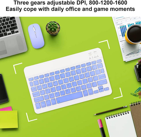 Keyboard and Mouse, Ultra Slim Bluetooth Combo, Rechargeable Portable Set for Laptop PC Cellphone