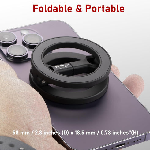 SHINEWEE 17/6/15/14/13/12 Double Magnetic Ring Phone Holder Quick Attach to Any Iron Surface | Swivel & Tilt Adjustable