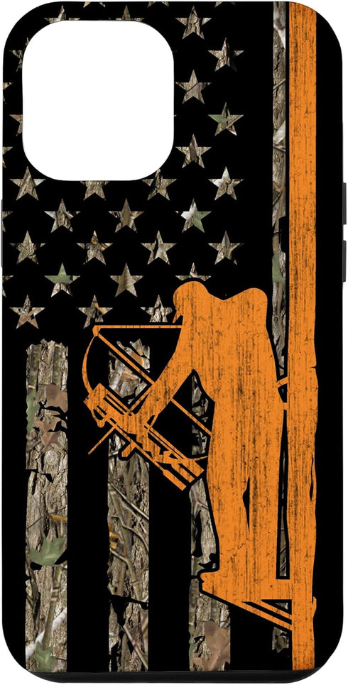 iPhone 12 Pro Max Bow Hunting Tree Stand Deer Hunter American Flag Camouflage Case
