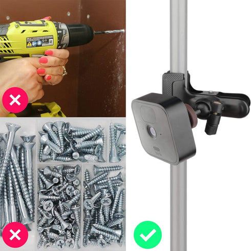 iTODOS 2 Pack Clip Clamp Mount for Blink Outdoor 4 (4th Gen)/(3rd Gen)/Blink XT/XT2/Blink Mini, Metal Clip Clamp