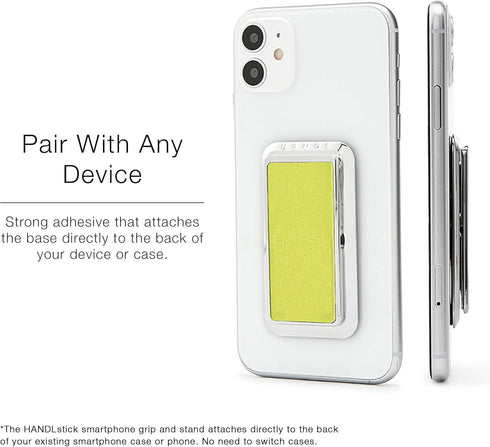 HANDL New York Yellow Glitter HANDLstick Silver Glitter Grip and Stand for Smartphone
