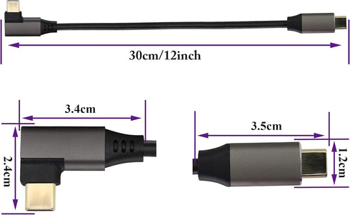 90 Degree USB 3.1 Type c to Type C Connector Cable 60W&3A Right Angled 3.1 USB Type C Male Extension Cable Supports Charging,Data,Audio,Video Cable for Laptop&Tablet&Mobile Phone.(0.3M/2Pack) by AAOTOKK