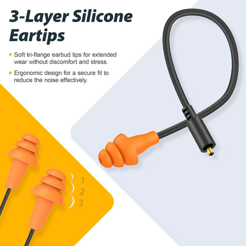 MIPEACE 2 Pieces Replacement Earbuds Cables for Work Earbuds Bluetooth(Black & Orange)