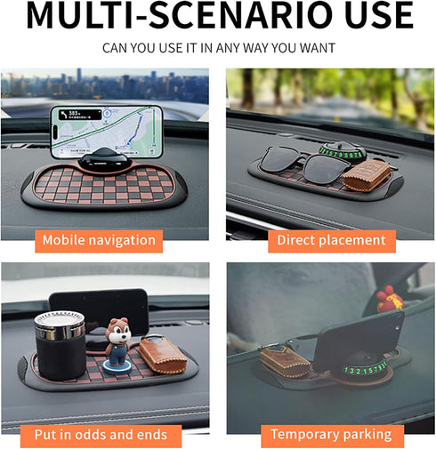 Generic 360 Upgraded Car Organizer Pad Rotatable Phone Holder with Anti-Slip Mat & Hidden Parking Number