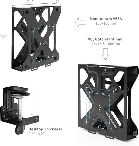 VIVO VESA Mount for Dell OptiPlex Micro CPU, Concealed Monitor Arm Holder with Desk Clamp Option, Black, Mount-DLMM1