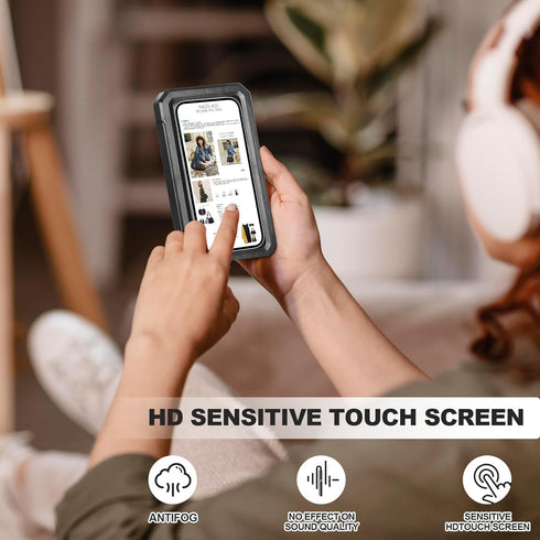 Waterproof Shower Phone Holder, Wall Mounted 360° Rotation, Anti-Fog HD Touch Screen Case for 4" to 7" Cell Phones in