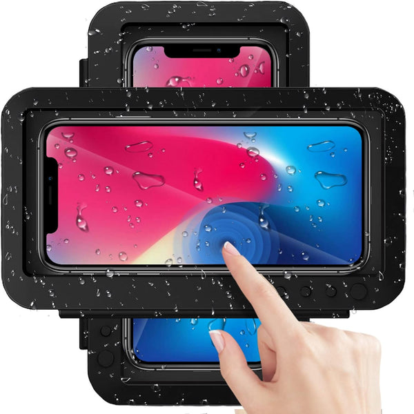 Waterproof Shower Phone Holder, Anti Fog Touch Screen, 360° Rotation Wall Mount Case for Under 7 Inch Phones