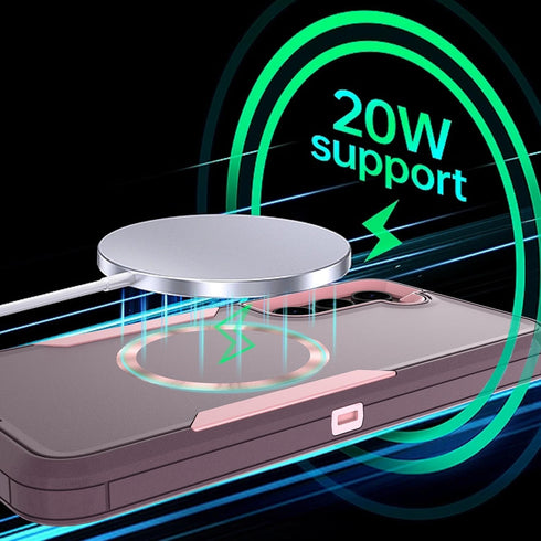 Designed for Samsung Galaxy S23 Plus Case, Double Layer Protection, Magnetic Compatible with MagSafe, Purple Rose