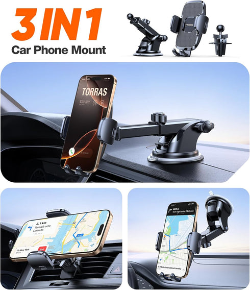 TORRAS Car96+LBS 17 16 15 14 Ultra-Durable Phone Holders for Your Strongest Suction Car Phone Holder Mount, Safety