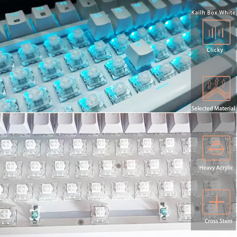 Kailh Box White Clicky Switches, 45gf 3 Pin, Plate Mounted SMD RGB Switch for MX Mechanical Gaming Keyboard (90PCS)