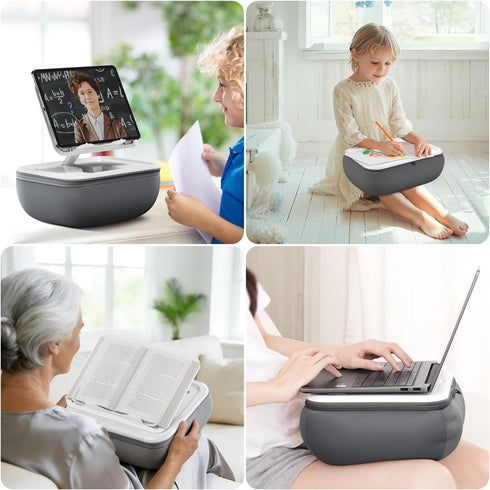 elitehood 4-15.6'' Adjustable iPad Pillow Stand for Lap, Soft Cushion Lap Beanbag Tablet Pillow Stand, Tablet Holder