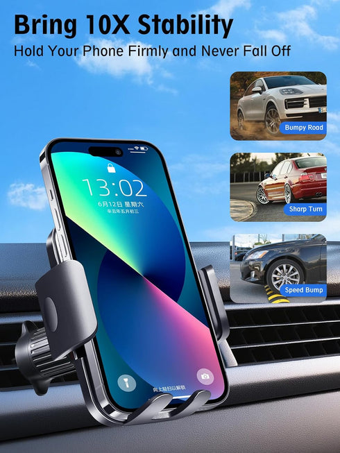 Qhumility 3-in-1 2025 360 Car Phone Holder, Upgraded Phone Mount for Car Dashboard Air Vent Windshield, Adjustable Car