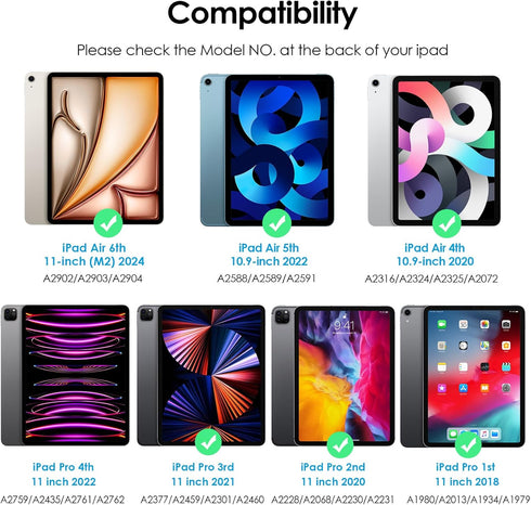 Keyboard Case for iPad Air 11 inch (M2) 2024/iPad Air 4th/5th 10.9 inch & iPad Pro 11 inch (4th/3rd/2nd/1st) with