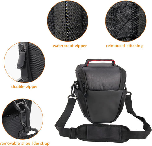 FOSOTO DSLR Camera Case Nylon Holster Bag Compatible for Nikon D3300 D3400 D3500 D5300 D5600 B700, Canon EOS Rebel XT