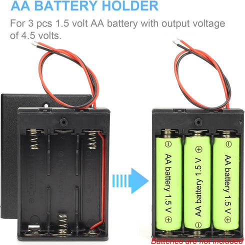 Goweewon 2 Pack 3 (3x1.5 4.5V Pack (3 AA Battery Holder, AA Battery Holder with Leads, with Switch, Volt) AA Battery