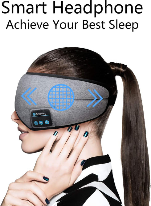 SKEYEOL Wireless Sleep Mask: Adjustable, Washable Headphones with Built-in Speakers & Microphone for Travel & Sleep -