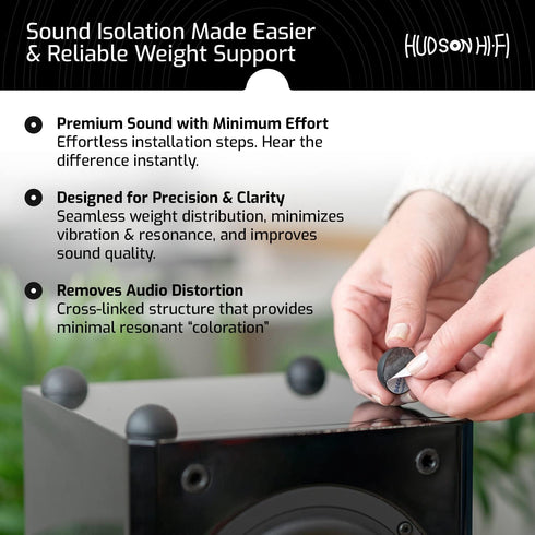 1.25" Platinum Silicone Speaker Isolation Pads - 4-Pack Non-Skid Adhesive Feet for Record Player and Subwoofer Isolation