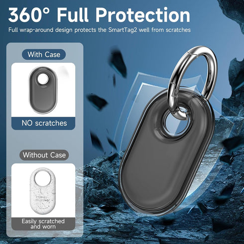 for Samsung Galaxy SmartTag2 Case with Keychain, 4 Pack Full-Wrapped IPX8 Waterproof TPU Case for Galaxy Smart Tag 2 with Key Ring for Keys, Wallet, Luggage, Pets (Pink/Blue/Green/Purple)