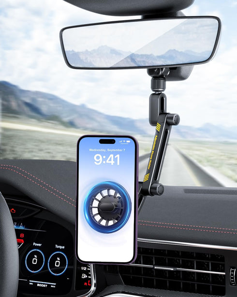 Okyfree 360 16 15 14 13 12 Magnetic Phone Holder for Car, Rear View Mirror Phone Holder Car Mount Magsafe Adjustable