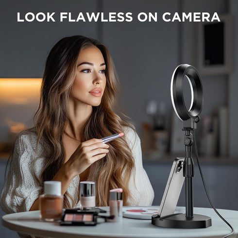 InnoGear 60 10W Desk Ring Light with Stand, LED Overhead Portable Selfie Light Video Conference Lighting with Clip