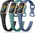 Maledan 3 Pack Bands for Fitbit Charge 5 - Soft Slim Thin Sport Replacement Accessories for Charge 5/6