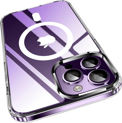 Jmltech iPhone 15 Pro Max Case - Clear Magnetic Silicone Bumper, Shockproof Hard Back, 6.7" with MagSafe.